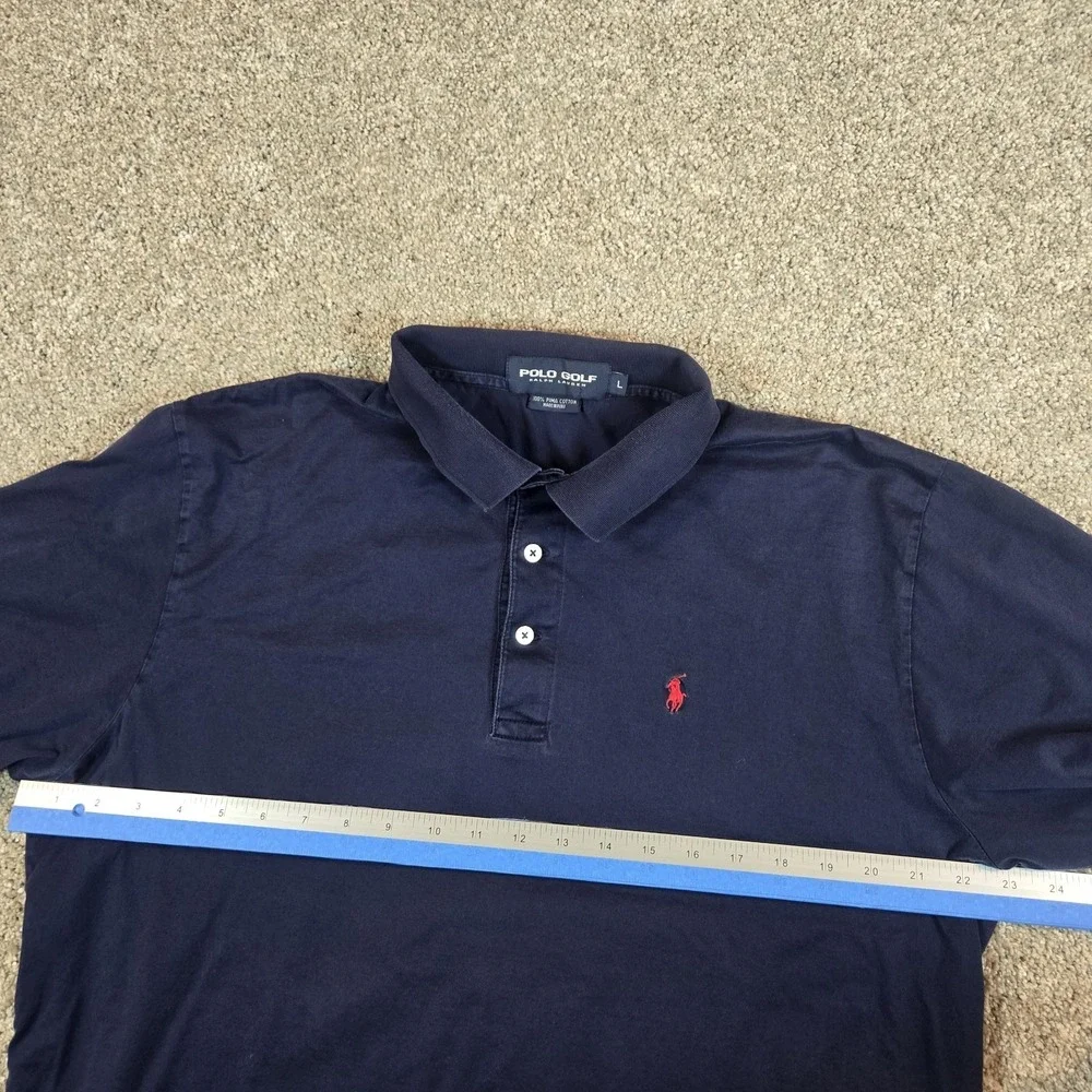 Polo By Ralph Lauren Shirt Mens Large Navy Blue Red Pony Logo 100% Cotton Casual